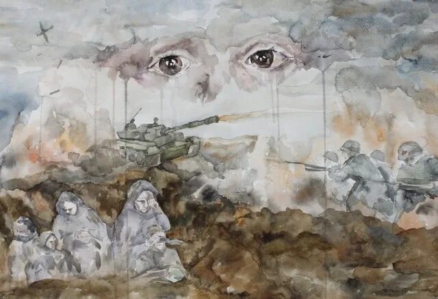 Всю жизнь он рисовал войну. Картины на тему войны.
