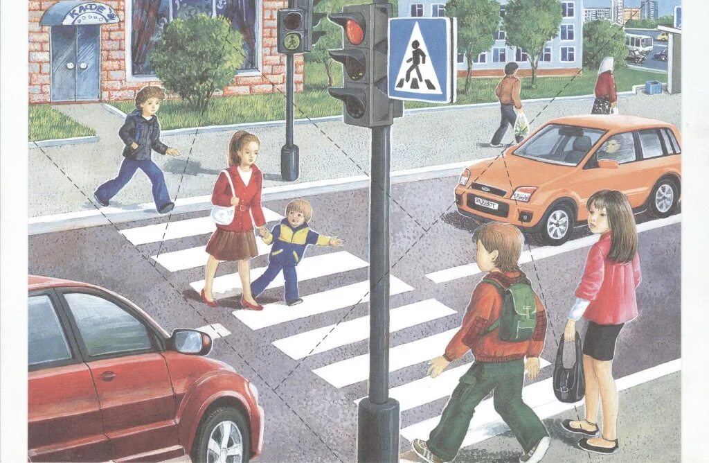 Сюжетная картина на дороге. Ситуации на дороге для детей. Иллюстрации по правилам дорожного движения. ПДД для детей.
