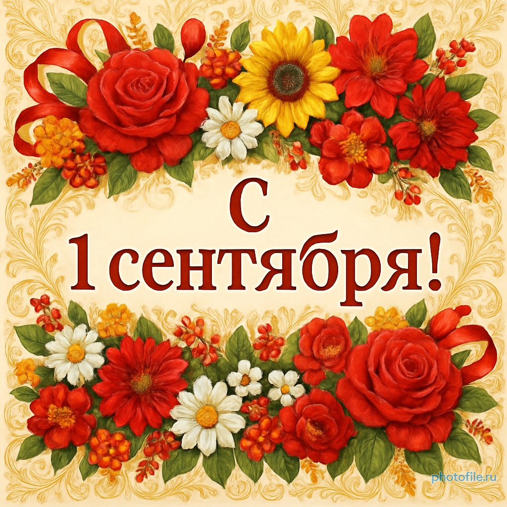 Картинка с 1 сентября с цветами